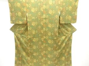 亀甲に華紋模様小紋着物